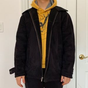 Perre Cardin Black Suede Teddy Coat